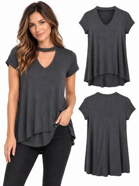Maurices 24/7 Black Tunic Top Medium Rayon Stretch
